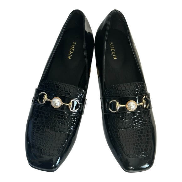 She & in Black shoes mid heel square toe block size 7.5 (Woman's) - Picture 2 of 7